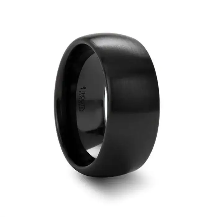 AUTUMN Black Domed Brush-Finished Ceramic Wedding Ring for Ladies – 2 mm - Image 3