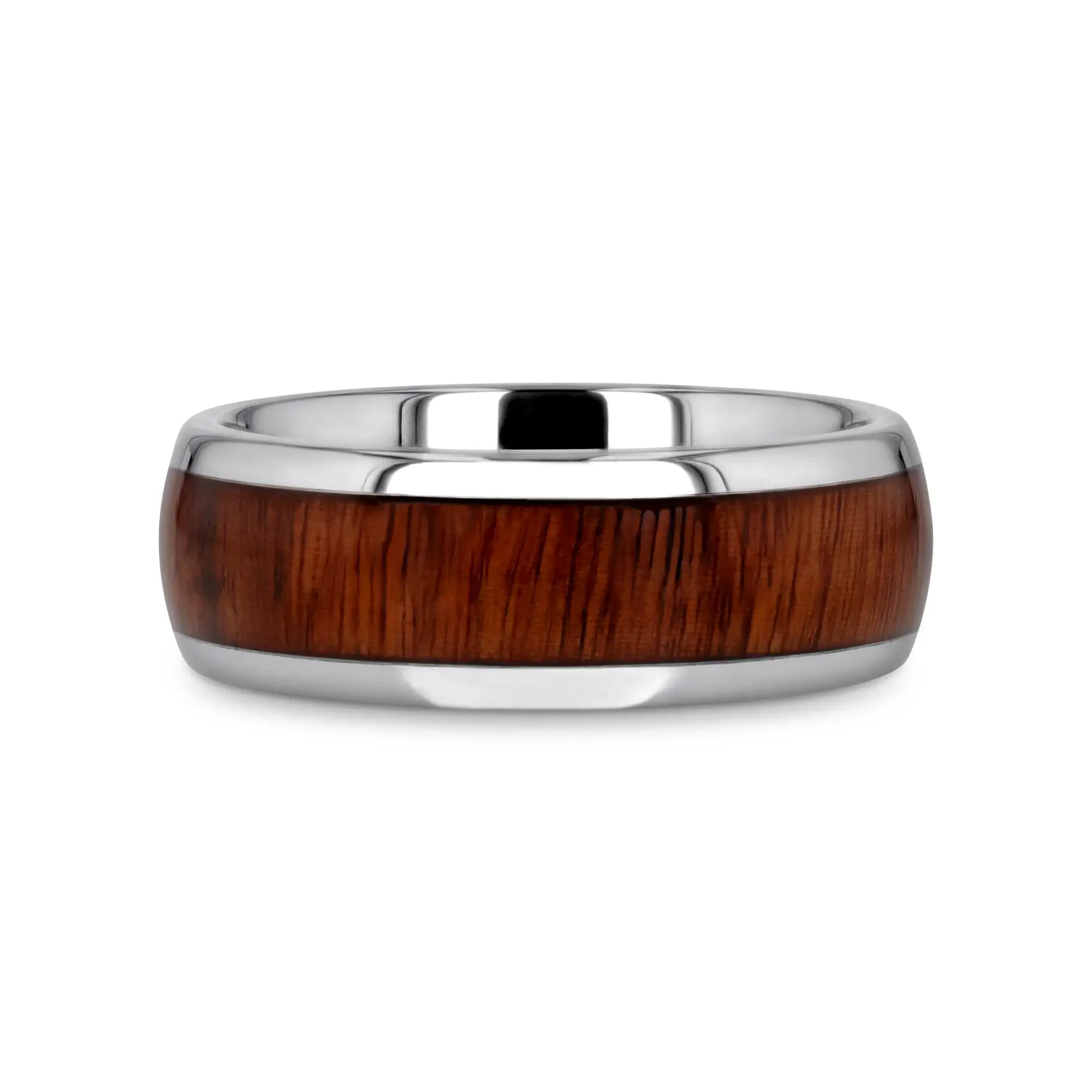 DALBERG Tungsten Carbide Rosewood Inlay Polished Finish Men’s Domed Wedding Ring - 8mm - Image 3