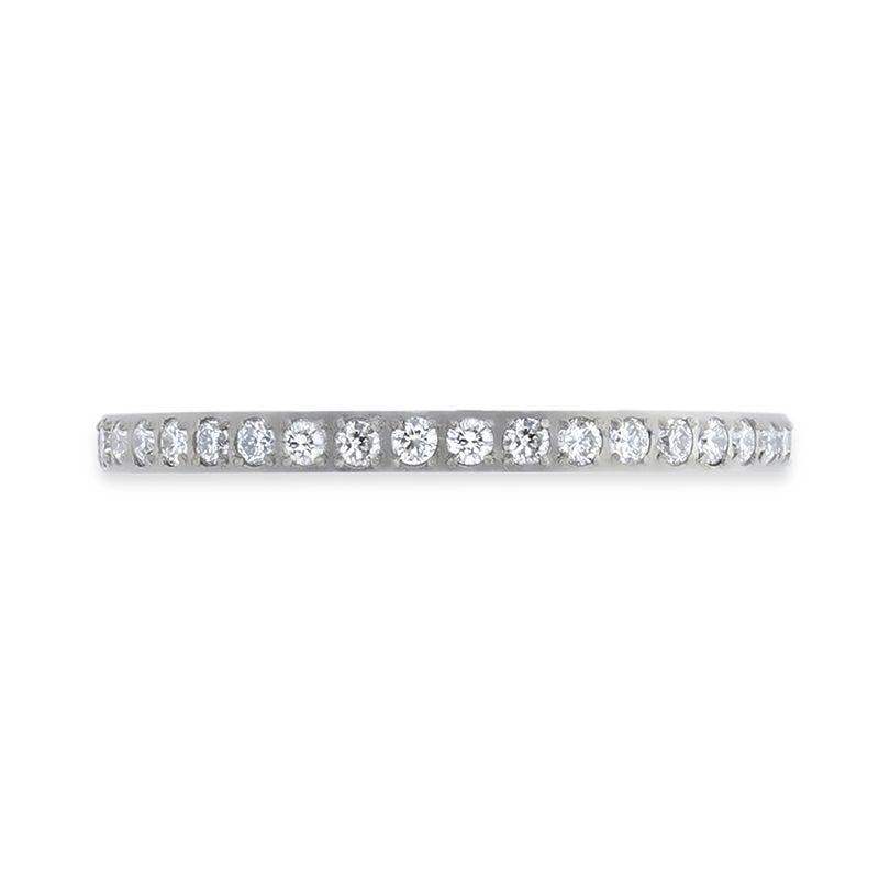 EMILIA Flat Polished Titanium Women's Eternity Wedding Ring With Lab-Created White Diamonds Setting - 2mm - Image 3