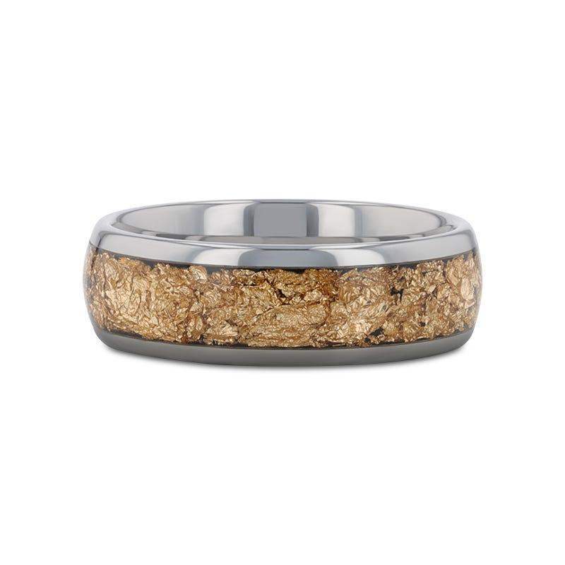 LUXE Tungsten Carbide Ring with Decorative Gold Flakes Inlay, 8mm - Image 3