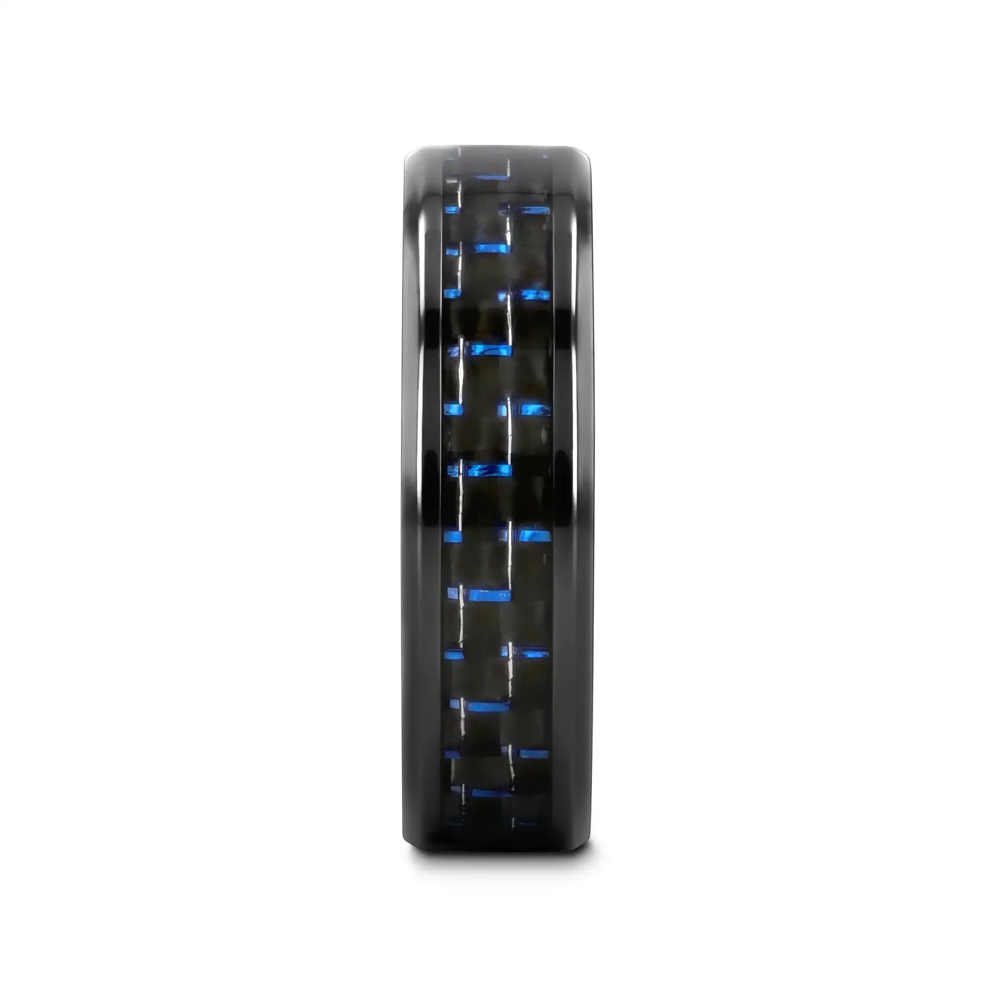 ZAYDEN Black Titanium Ring with Blue & Black Carbon Fiber Inlay and Bevels - 8mm - Image 5